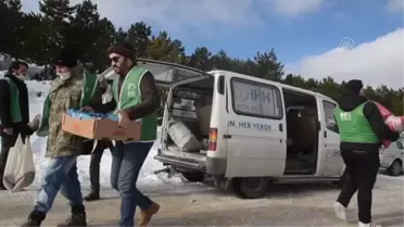 İHH gönüllüleri yaban hayvanları için doğaya yiyecek bıraktı
