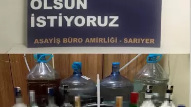 Sarıyer'de ev görünümlü sahte alkol imalathanesine baskın kamerada