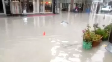 Yarım saat yağmur yağdı, iş yerlerini su bastı