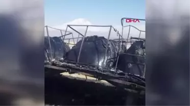 AĞRI'DA ASFALT YÜKLÜ TIR ALEV ALEV YANDI