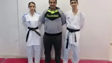 Kickbokscu babanın karateci çocukları madalyaya doymuyor