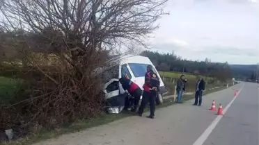 Sinop'ta minibüsün ağaca çarptığı kazada 3 kişi yaralandı
