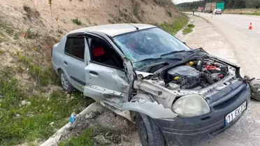 Tali yoldan kontrolsüz çıkan otomobile tır çarptı, 1 kişi yaralandı