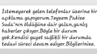 'Pakize Suda öldü' iddialarına yeğeninden açıklama geldi: Böyle bir durum yok, tedavisi devam ediyor