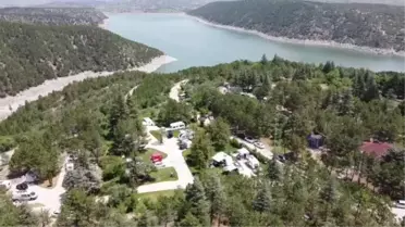 Kurtboğazı Barajı 'karavanla kamp' yapmak isteyenlerin yeni rotası oldu