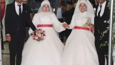 İkiz gelinler, aynı düğünde kuzenler ile dünyaevine girdi