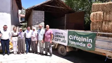 Kepez'de hayvancılıkla uğraşan çiftçilere saman desteği