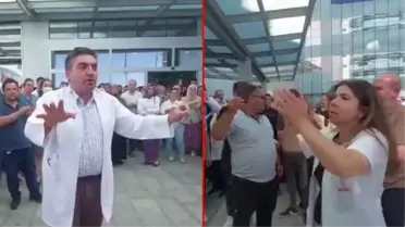 Sağlıkçılar Konya Şehir Hastanesi'nde yaşanan silahlı saldırıyı protesto etti: Doktora uzanan eller kırılsın