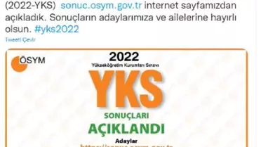 YKS SONUÇLARI AÇIKLANDI