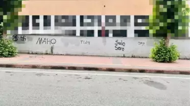 Trabzon'da mezarlık ve okul duvarlarına yazılar yazan, gamalı haç çizenler çocuk çıktı