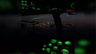 YANGIN SÖNDÜRME HELİKOPTERİNE TUTULAN LAZER; KAMERADA