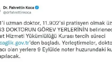 13 bin 163 doktorun DHY tercih süreci başladı