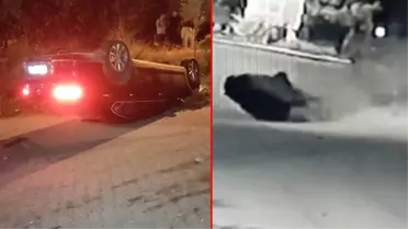 Kuşadası'nda feci kaza! Otomobilin takla attığı anlar görüntülendi