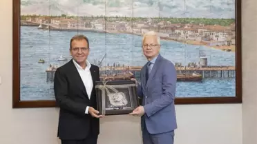 Litvanya Ankara Büyükelçisi Degutıs ve Kardeş Şehir Klaıpeda'nın Belediye Başkanı Grublıauskas'tan Vahap Seçer'e Ziyaret