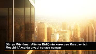 Dünya Müslüman Alimler Birliğinin kurucusu Karadavi için Mescid-i Aksa'da gıyabi cenaze namazı