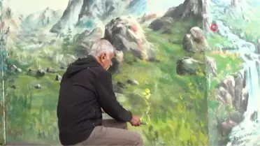 Emekli Astsubay sokakları tuvale çevirdi