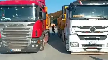 Çekmeköy'de yarışırcasına ilerleyen hafriyat kamyonlarının sürücülerine ve sahiplerine 8 bin 456 TL ceza