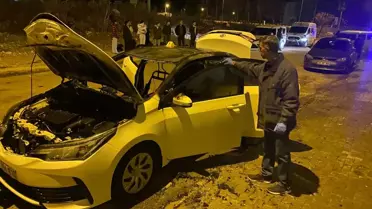 Kundaklanan otomobilde hasar oluştu