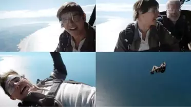Tom Cruise... YENİ FİLMİ İÇİN UÇAKTAN ATLADIĞI GÖRÜNTÜLERİNİ YAYINLADI!
