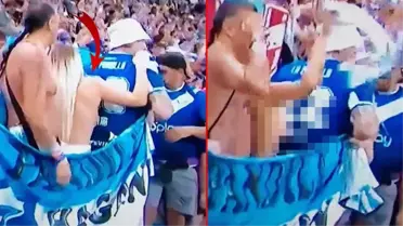 TRT'de Dünya Kupası finalini izleyenlerin üstsüz kadın taraftarı ekranda görünce ağzı açık kaldı