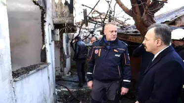 Vali Kızılkaya bir kişinin hayatını kaybettiği yangın bölgesinde inceleme yaptı