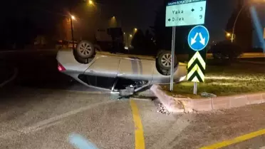 Takla atan otomobil ters döndü: 4 yaralı
