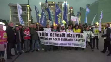 Kesk'ten İstanbul'da 'Tüik Gerçeği Gizliyor' Eylemi... Mehmet Bozgeyik: 'Asgari Ücretin Ortalama Ücret Hâline Getirildiği Bir Durumla Karşı...