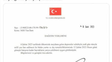Cumhurbaşkanı Erdoğan, 7 gün süreyle milli yas ilan edildiğini açıkladı