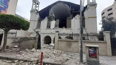 Hatay'da meydana gelen depremde tarihi Antakya Rum Ortadoks Kilisesi yıkıldı
