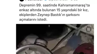 Zeynep Bastık enkaz altındayken şarkısını dinlemek isteyen genç kıza yardım eli uzattı