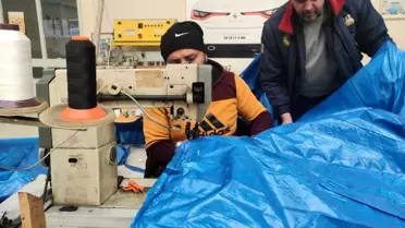 Develi'de deprem bölgesi için çadır üretimine başladılar