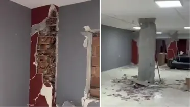 Oturduğu binanın temelini kontrol ederken gördükleri karşısında şok oldu! Kolonlar tuğladan yapılmış