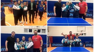Şaphane 75.Yıl Ortaokulu masa tenisi takımı namağlup il birincisi