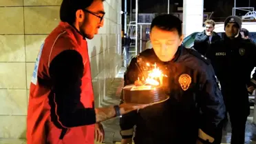 'Kavga var' diye çağrılan polislere pasta sürprizi