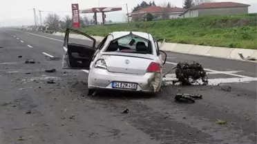 Tekirdağ'da otomobil refüje çarptı