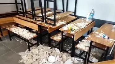 ÜMRANİYE'DE OY KULLANIMI SIRASINDA TAVANDAN SIVA PARÇALARI DÜŞTÜ: 2 YARALI
