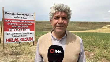 Depremzede Tarlasını Vatandaşlara Açarak Helal Olsun Pankartı Astı
