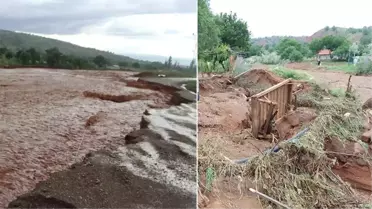 Kırıkkale'de sel felaketi: Yollar çöktü, tarım arazileri zarar gördü