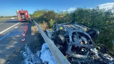 Tekirdağ'da Otomobil Alev Aldı, Sürücü Hayatını Kaybetti