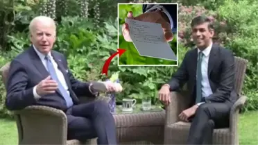 İngiltere Başbakanı Sunak'la görüşen Biden'ın not kağıdındaki Türkiye ayrıntısı objektiflere yakalandı