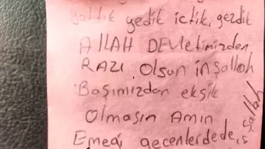 Depremzededen Duygusal Teşekkür Notu