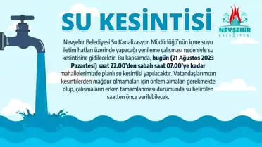 Nevşehir'de Şehir Merkezinde Planlı Su Kesintisi