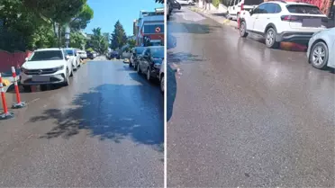 Kuraklık kapıda, yetkililer nerede? Saatlerdir asfalttan sızan su koca sokağı adeta göle çevirdi