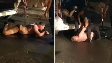 Zombi hapı alan Rus turist, polislere zor anlar yaşattı! Araca tuvaletini yaptı