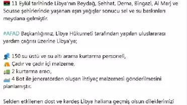 AFAD, Libya'ya sel felaketi nedeniyle yardım gönderecek