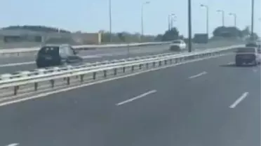 TEM Otoyolu'nda Hafif Ticari Araç Ters Yönde İlerledi