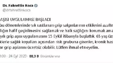2023 Yılı Grip Aşısı Uygulaması Başladı