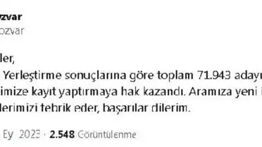 ÖZVAR: 71 BİN 943 ADAYIMIZ DAHA KAYIT YAPTIRMAYA HAK KAZANDI