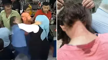 Markette sıkıştırdıkları 2 kız kardeşi öldüresiye darbettiler