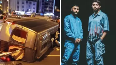 Rap şarkıcıları Canbay ve Wolker'ı taşıyan minibüs kaza yaptı